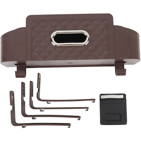 Car Back Seat Organizer with 2 Drink Cup Holder Tissue Box Hooks Phone Holder Multifunctional Storage for Travel Brown (1/5)