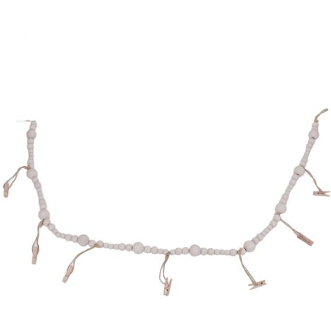 Hanging Photo Display Wall Decor 125cm Length 7 Clips Wooden Beads Collage Picture Frame Photos String for Home (1/5)