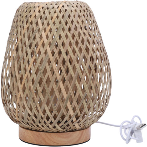 Table Lamp Double Layer Woven 3 Color Temperature Stepless Dimming Vintage Bedside Lamp for Bedroom (1/5)