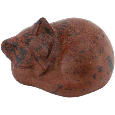 Cat Crystal Statue Compact Multifunctional Cute Crystal Sleeping Cat Decoration for Home Red Obsidian (1/5)