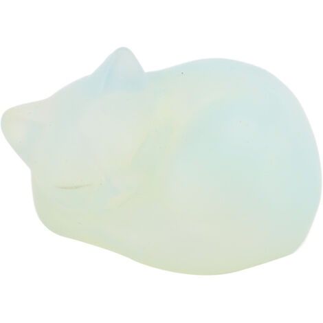 Crystal Sleeping Cat Stone 3.6x3.4x2cm Cute Crystal Cat Statue Office Desk Decoration White Protein (1/5)