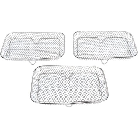 3PCS Fryer Rack Set 304 Stainless Steel Stackable Multi Layer Rectangular Dishwasher Safe Fryer Basket Tray for Fryer Accessories (1/5)