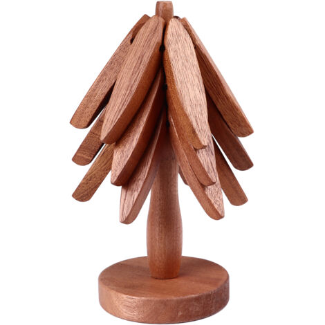 Wooden Trivets Set Heat Resistance Prevents Scald Innovative Wealth Tree Shaped Wood Trivet Mat for Hot Dishes Pot Bowl Teapot (1/5)