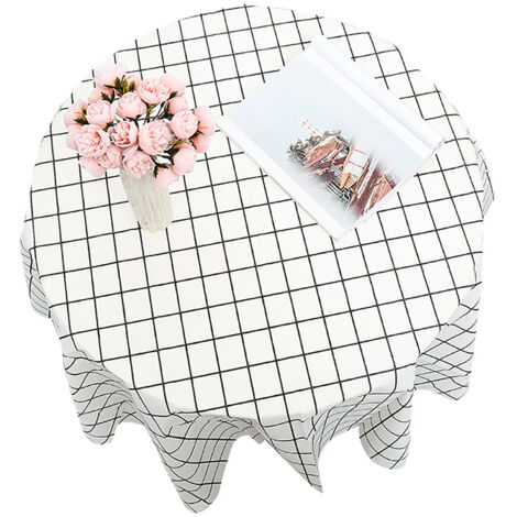 Table Cloth Waterproof Oil Proof Minimalist Fashionable Decorative White Plaid Tablecloth Table Cover for Home Livingroom White Plaid (Thickened) 137x137cm / 53.9x53.9in (1/5)