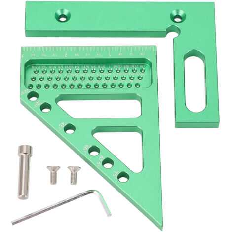 Carpenter Square Ruler with Locating Pin Inch Scale Aluminum Alloy Scribing Making Measuring Tool for Woodworking Green (1/5)