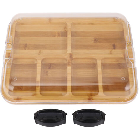 Charcuterie Board with Built in Compartments Clear Locking Lid Dual Sided Bamboo Cutting Board Cheese Board (1/5)