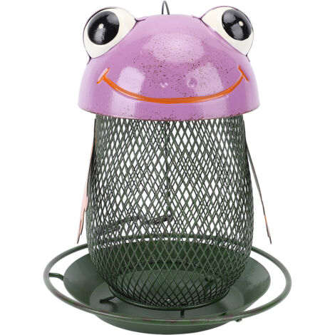 Hanging Bird Feeder with Solar Light Iron Art Frog Decorative Bird Feeder for Outdoor Courtyard Balcony (1/5)