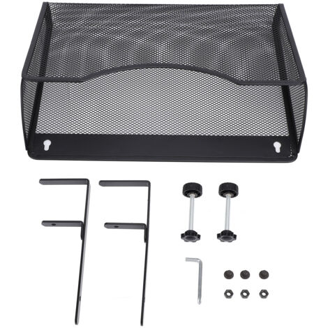 Hanging Desk Organizer Adjustable Carbon Steel and PP Desk Side Storage Organizer for Office Black (1/5)