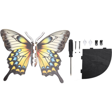 Butterfly Corner Shelf Aesthetic Display Multifunctional Wooden Butterfly Storage Mounted Shelf for Living Room Bedroom Blue Yellow Black (1/5)