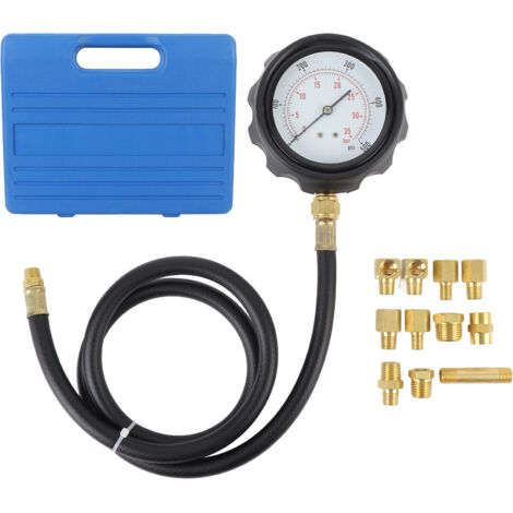 12Pcs Engine Oil Pressure Gauge 0 to 500psi Transmission Fluid Tester Tool Kit Automatic Gearbox Pressure Meter with Hose and Adapters,Color random (1/5)
