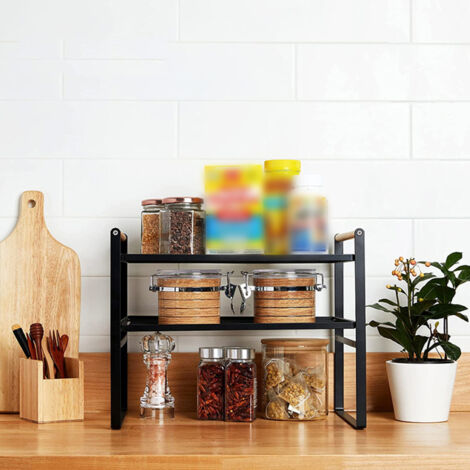 Double Layer Kitchen Storage Rack 2 Tier Non Slip Multifunctional ...