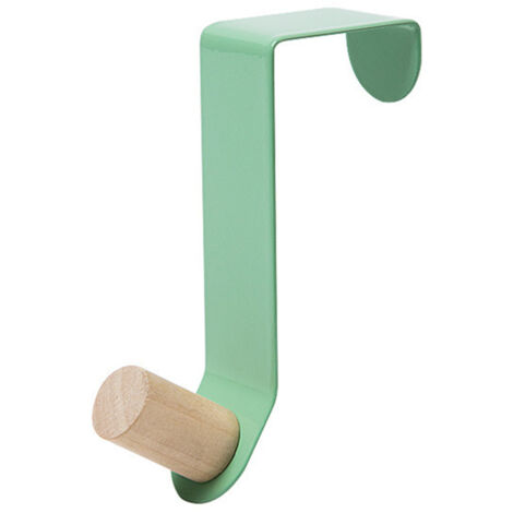 Over The Door Hooks Strong Load Bearing Capacity Space Saving Metal Door Hanger Hooks with Wooden Hook for Coat Hat Bag Nordic Green (1/5)