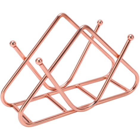 Napkin Holder Iron Art Vertical Style V Shape Large Capacity Bottom Thickening Widening Design Paper Holder Rose Gold (1/5)