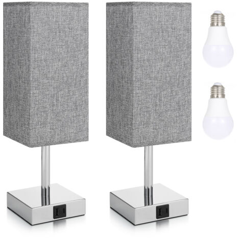 2 Packs Fabric Bedside Table Lamp Nightstand Lamp with Warm White LED Bulb Desk Light Touch Control USB A Type C Charging Ports 3 Levels Dimmable for Living Room Bedroom Study Room Cafe (1/5)