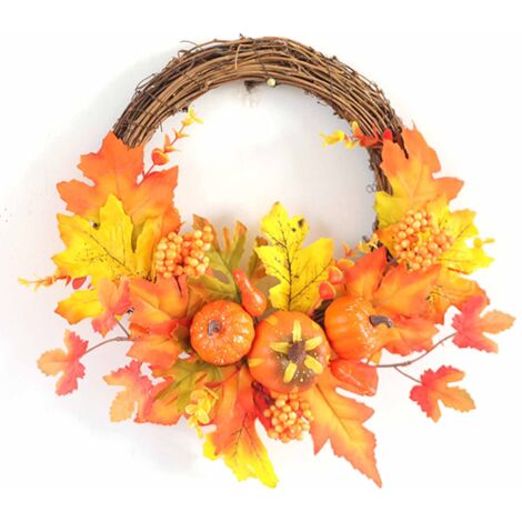 15 in. Pumpkins and Maple Leaves Wreath