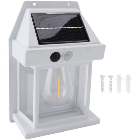 Solar Sensor Motion Wall Lights Waterproof Weather Resistant 3 Speed Adjustable Cordless Solar Wall Lamps Porch Lanterns White (1/5)