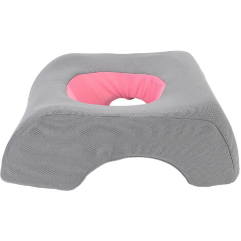 Face Down Pillow Soft Ergonomic Hollow Headrest Face Cushion for Salon Massage Beauty Bed Gray Pink (1/5)