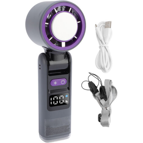 Handheld Fan Digital Display High Speed Turbine Ice Cooling Fan Foldable Fan with Light for Travel Outdoor Indoor Grey (1/5)