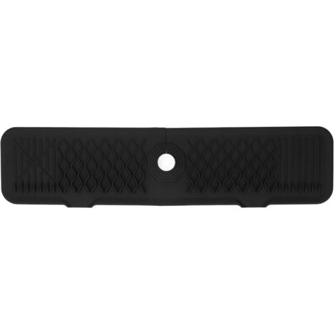 Kitchen Sink Splash Guard 24 Inch Silicone Faucet Mat Handle Drip Catcher for Dish Drying Soap Sponge Holder Black