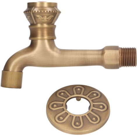 All Brass Faucet Washbasin Cold Hot Tap Replacement for Kitchen Bathroom Sink Basin Vintage Style (1/5)
