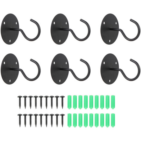 6 Set Ceiling Hook Set Heavy Duty Metal Hangers for Hanging Plants Bird Feeders Flower Pots Wind Chimes (1/5)