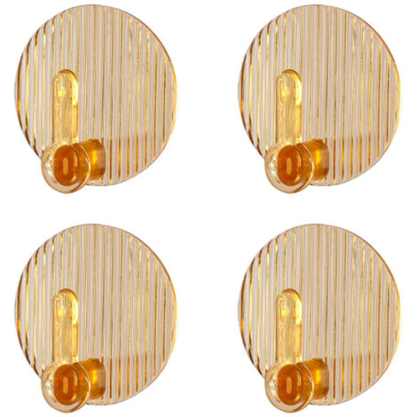 4pcs Adhesive Hooks No Drilling Strong Self Adhesive Towel Coat Hooks for Bathroom Shower Kitchen Keys Door Amber Color (1/5)