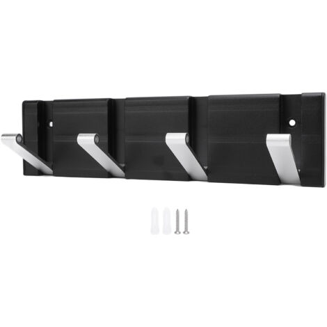 Foldable Wall Hook Aluminum Alloy Space Saving Black Screw Fixed for RV Yacht Ship Wardrobe Hat Scarf Key Wallet Bag (1/5)