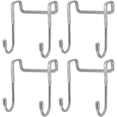4PCS Double Hanging Hook Stainless Steel Strong Bearing Door Hanger Hook for Hats Clothes Towel (1/5)