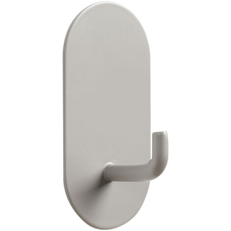 Wall Mounted Self Adhesive Hooks Waterproof Iron Single Hook Punch Free for Kitchen Bathroom Warm Grey (1/5)