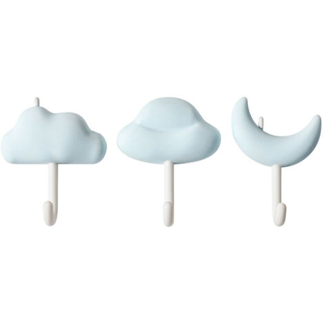 3pcs Cute Hooks Strong Load Bearing Adhesive Coat Wall Hooks for Kitchen Bathroom Living Room Blue (1/5)