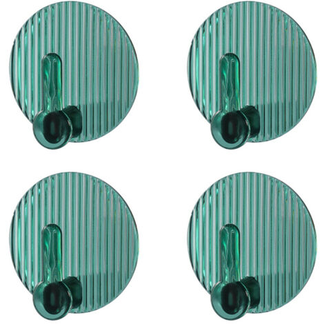 4pcs Adhesive Hooks No Drilling Strong Self Adhesive Towel Coat Hooks for Bathroom Shower Kitchen Keys Door Green