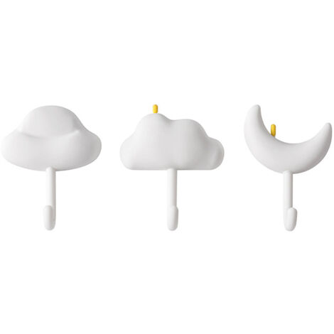 3pcs Cute Hooks Strong Load Bearing Adhesive Coat Wall Hooks for Kitchen Bathroom Living Room White (1/5)