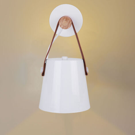 Modern Wooden Iron Bedroom Wall Mount Lamp Porch Corridor Study Light Fixture Room Decor(White) (1/5)