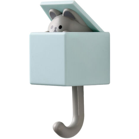 Cute Animal Hook Adhesive Coat Hook Wall Mount 3.3lb Bearing Capacity Key Hook for Clothes Scarf Hat Towel Bag Light Blue Mouse (1/5)