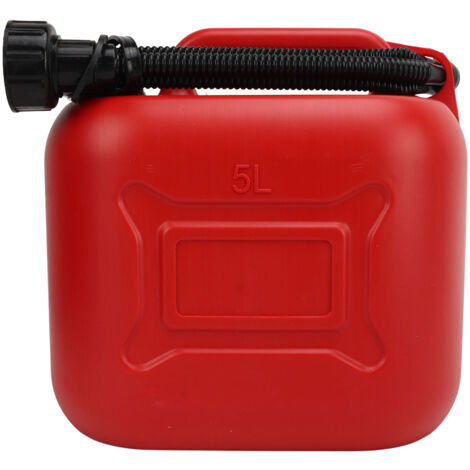 Gas Can 5L 1.3 Gallon ABS Leakage Free Red Portable Gasoline Container with 27cm Outlet Pipe (1/5)