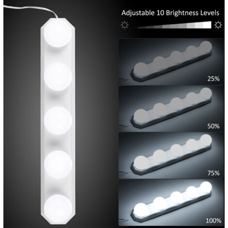 LED Vanity Lights for Mirror 5 Bulbs 3 Color Temperature 10 Adjustable Brightness USB Cable Mirror Lights Stick On for Makeup Table Dressing Room (1/5)