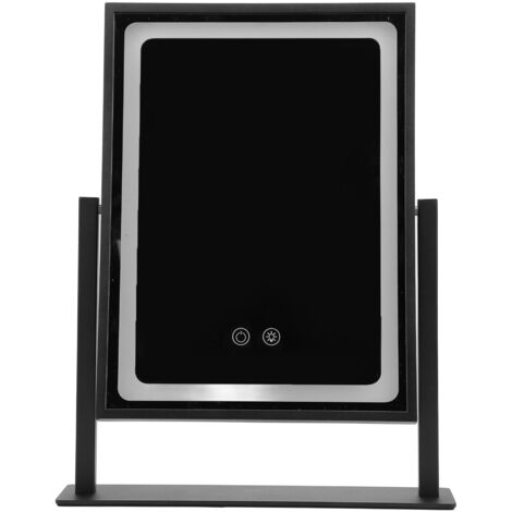 Vanity Mirror Touch Control 3 Color Modes Dimmable 360 Degree Rotation Makeup Mirror with LED Light Frosted Black (1/5)