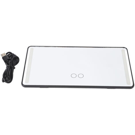 Car Makeup Vanity Mirror Touch Screen Dimmable Rechargeable 3 Lights LED Car Cosmetic Mirror Black (1/5)