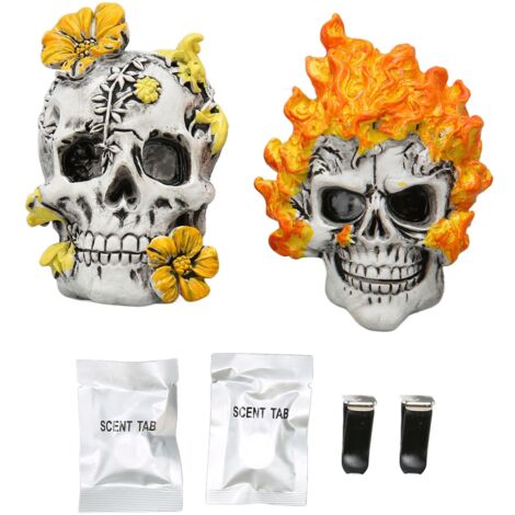 2Pcs Car Skull Essential Oil Vent Clip Decorative Car Air Aromatherapy Perfume Vent Clamp (1/5)