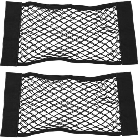 2PCS Car Trunk Storage Net Black Double Layer Storage Net Mesh Bag Mobile Phone Purse Keys Small Things 50 X 24cm (1/5)
