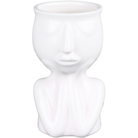 Ceramic Face Planter Pot Nordic Style Modern Innovative Face Succulent Planter Pot for Home Office Hotel Desktop Ornaments White (1/5)