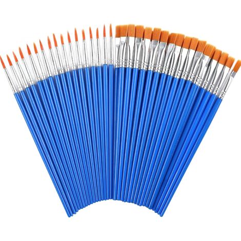 GROOFOO-60 Pcs Paint Brushes,Round Flat Small Brush Bulk for Detail Painting