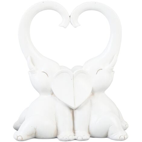 Elephant Love Statue Resin Modern Sculpture Elephant Love Figurine Decoration for Home Wedding White (1/5)