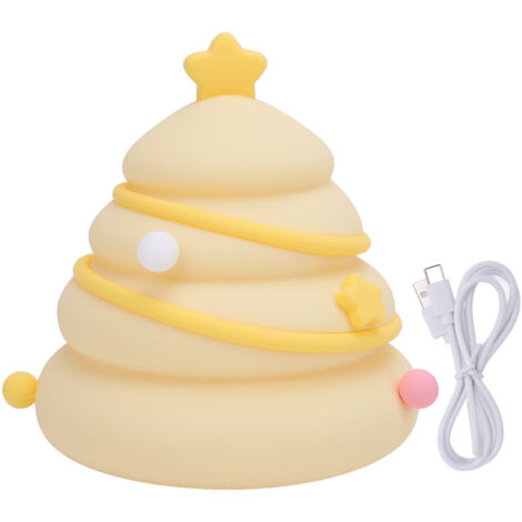 Xmas Tree Night Light Decor Silicone Cute Nursery Nightlight 3 Level Dimmable Rechargeable Bedside Lamp Office Home Decor (1/5)