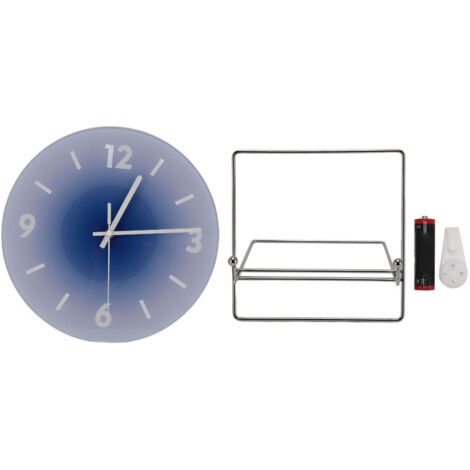 12 Inch Round Clock Battery Operated Silent Clock Wall Hanging Glass Clock for Living Room Bedroom Kitchen Office Blue