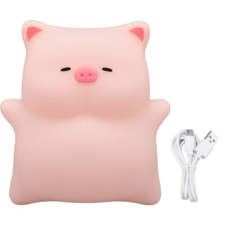 Piggy Night Light for Kids Silicone 3000K LED Dimmable Rechargeable Bedside Piggy Cute Lamp for Home Nursery Room Decor (1/5)
