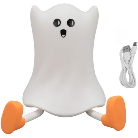 Night Light Cute Silicone Rechargeable 3000K Warm Light Dimmable LED Tap Ghost Night Lamp for Sleeping Bedroom (1/5)