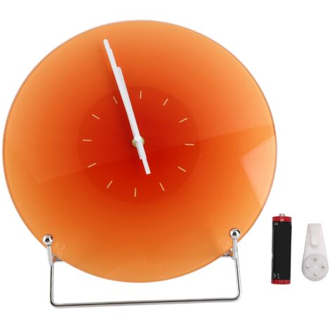 12 Inch Round Clock Battery Operated Silent Decorative Wall Hanging Glass Clock for Living Room Bedroom Kitchen Office Orange (1/5)