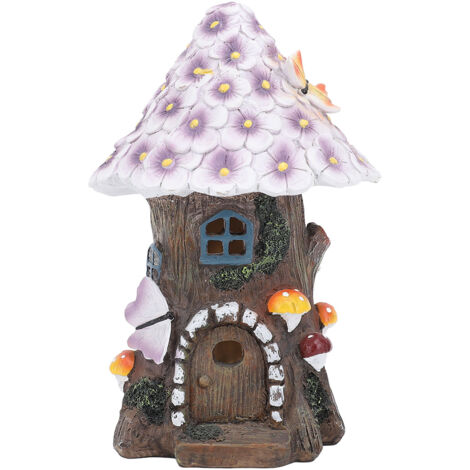 Flower House Statue Solar Light Yard Lawn Ornament Decoration Solar Mushroom House Statue Light for Patio (1/5)
