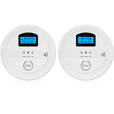 2 Packs Smoke and Carbon Monoxide Detector 2 In 1 CO and Smoke Detectors LCD Display Smart Detector Sound Light Alarm Low Battery Warning Smoke Alarm Detector for Home Office Garage Hotel Apartment (1/5)